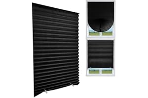 MALOKI Blackout Blinds for Windows,Temporary Window Shades Cordless Light Filtering Pleated Paper Shades Room Darkening Blinds for Home Bedroom Office Window - 35 x 59 Inch (Fits Windows 19-36 inch)