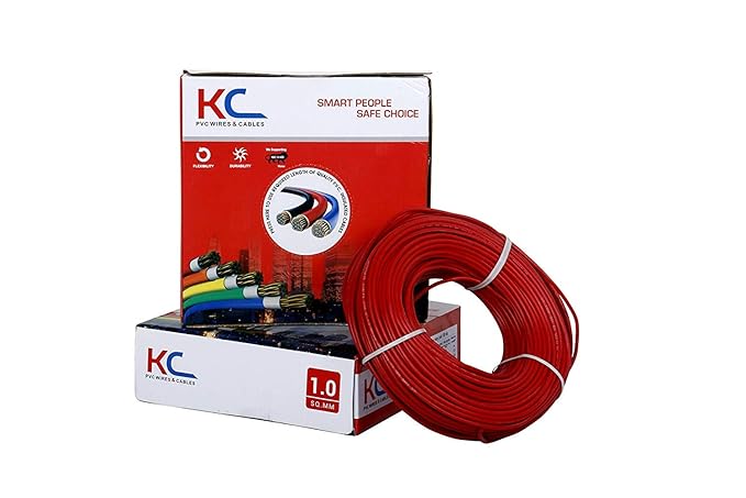 KC Cab PVC Insulated Wire 1. SQ/MM Single Core Flexible Copper Wires and Cables for Domestic/Industrial Electric 90 m Coil (Red)