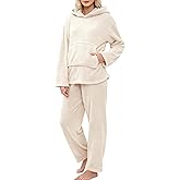 SSAXIGC Fluffy Pullover Sleepwear Pajamas Set,Winter Warm Sherpa Fleece Loungewear for Women, Soft Thermal Pjs