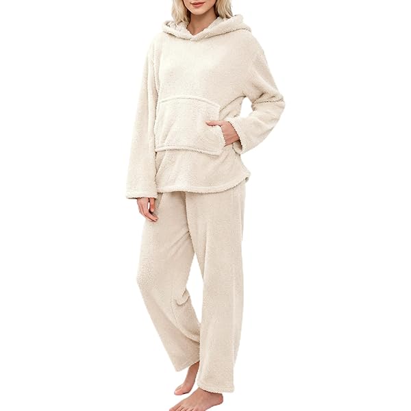 Fleece Womens Pajama Sets Fuzzy Loungewear Sets Woman Cozy Soft
