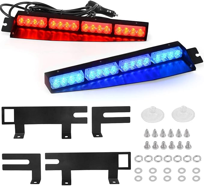 Red Blue Visors Lights, YITAMOTOR 216 LED 96W 15 Flash Patterns