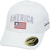 Black Clover American Crew 1 Adjustable Hat - Unisex Cap - Woven Label Flag - Eyelets for Ventilation White Hat/3d Stitch Lettering/American Flag Woven Patch One Size One Size