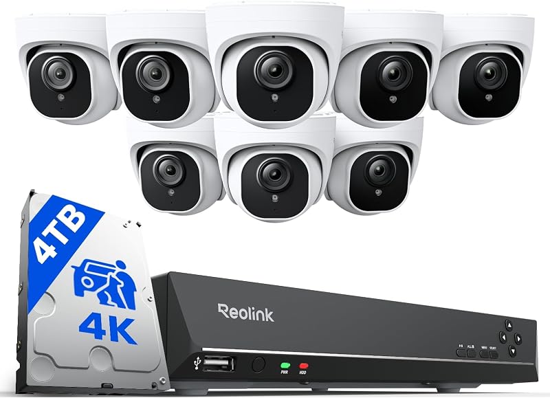 Reolink 4K PoE NVR Security System 16CH 4TB HDD 8x Outdoor Cameras RLK16-800D8