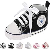 Newborn Baby Girls Boys Canvas Shoes Infant Soft Sole Slip On First Walkers Sneaker Toddler Flat Loafers High Top Crib Denim Unisex Moccasins Shoe
