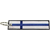 Finland Flag Key Chain, 100% Embroidered