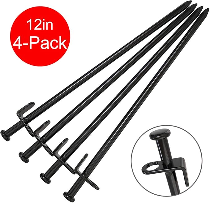 Tent Stakes, BareFour 12Inch Heavy Duty Camping Stakes Steel