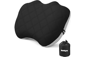 WellSync Camping Pillow with Removable Soft Cooling Cover, Ultralight Inflatable Travel Pillow for Neck Lumbar Support, Upgrade Backpacking Air Pillows for Camping, Hiking, Backpacking