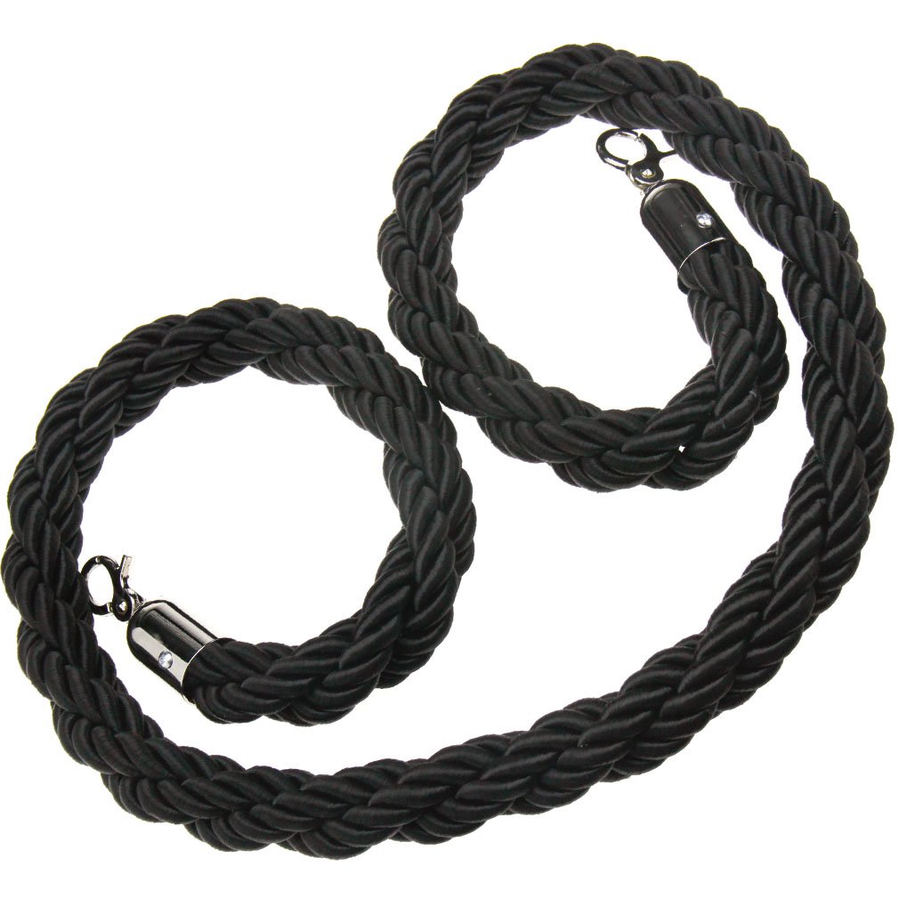 Black Twisted Barrier 1.5M Rope Queue Divider Crowd Control Stanchion
