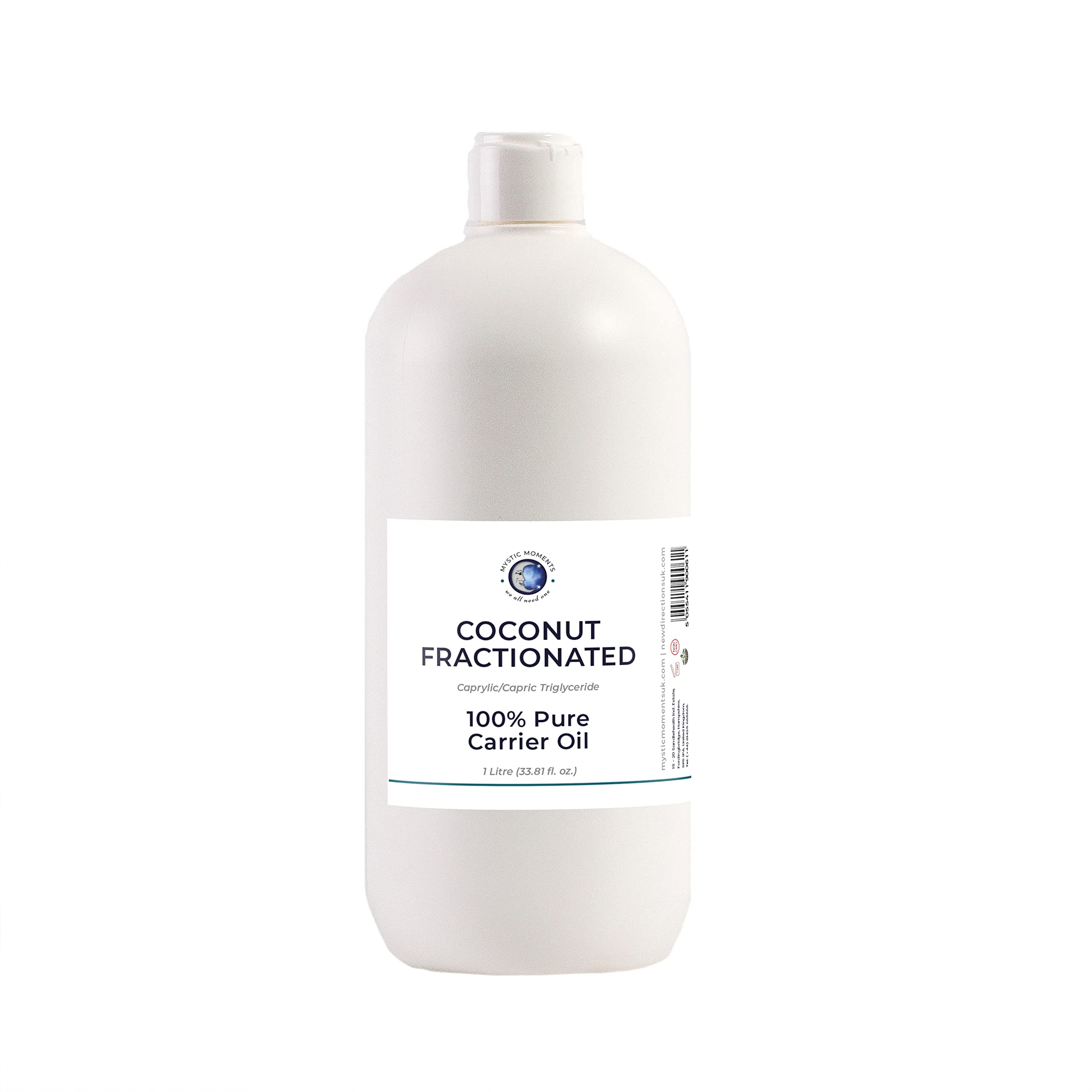 Mystic Moments| Coconut Fractionated Carrier Oil 1 Litre | Caprylic/Capric Triglyceride (Cocos Nucifera) | Lightweight Moisturising Oil for Skin & Hair | Odourless Fast Absorbing Carrier