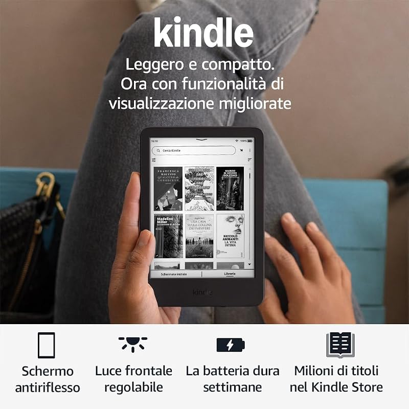 Kindle 16 GB (modello 2024), leggero e compatto, con cambi di pagina rapidi e contrasto elevato - Senza pubblicità - Nero