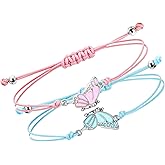Yuanchu BFF Friendship Bracelets for 2, BFF Bracelet Adjustable Butterfly Matching Handmade Best Friend Bracelets
