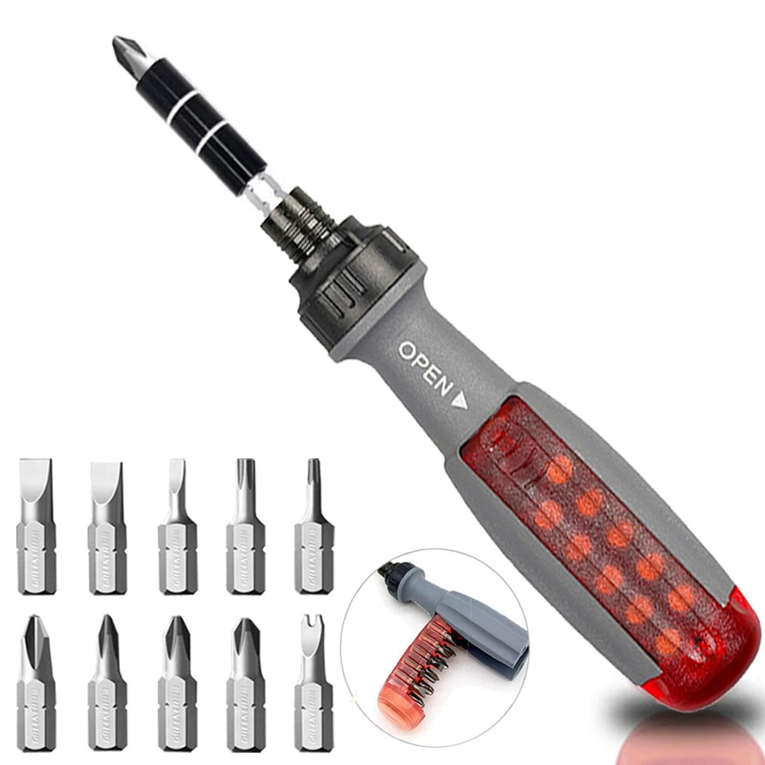 Photo 1 of 11 in 1 Screwdriver, Portable Multifunctional Screwdriver Set, Flat Head/Slotted/Phillips/Hex/Square Head/Hex, Nut Driver Suitable for Outdoor and Daily Maintenance Tools