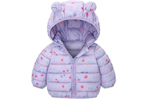 WEONEDREAM 6M-4T Baby Boys Girls Winter Coats with Bear Hoods Unisex Toddler Kids Lightweight Down Jacket
