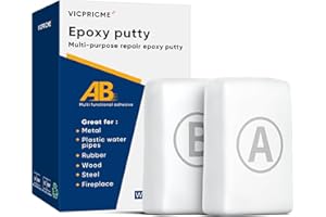 VICPRICME vicrpicme epoxy Putty, Two-Component Fast Repair of Metal, Plastic, Wood, Swimming Pools, downpipes, Ceramic Tiles, Ceramics, Sculpture, high-Strength Adhesive Crack Filling Putty(White 200g)