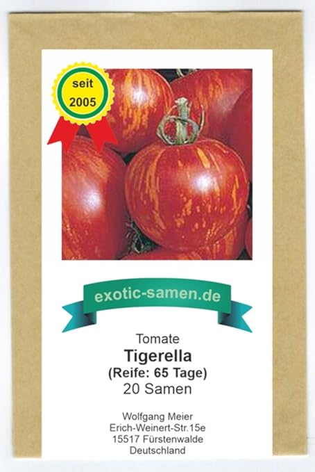 Tigerella Rot Gelb Gestreifte Stab Tomate Alte Sorte 20 Samen Amazon De Garten