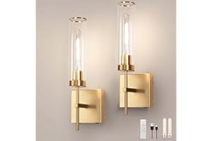 Loiogohot Wall Sconces,Gold Battery Operated Wall Sconce 10400mAh Fast Chargin Endurance 150 Hours Infinitely Dimmable with Remote Control Wireless Wall Lights for Bedroom Living Room Hallway