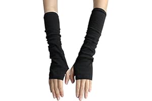 Fingerless Elastic Stretch Armsleeve Winter Warmer Cotton Long Arm Sleeve Length Gloves Thumb Hole Gloves for Ladies Women Gi
