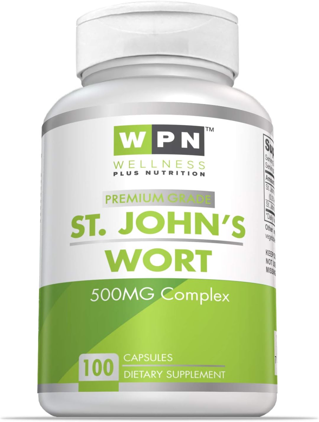 WPN Supplements St. John's Wort 500mg Complex | Premium Grade | Anxiety and Depression Support | Calm & Stress Formula | Positive Mood | 100 Capsules
