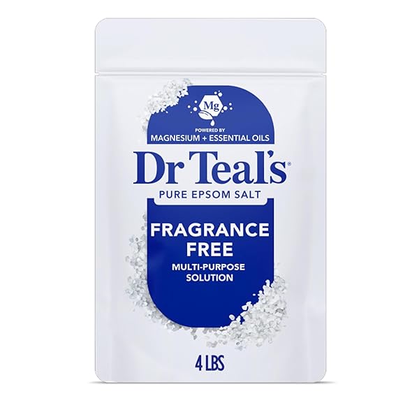 DR TEAL’S EPSOM SALT MAGNESIUM SOAK, FRAGRANCE FREE, 4 LBS