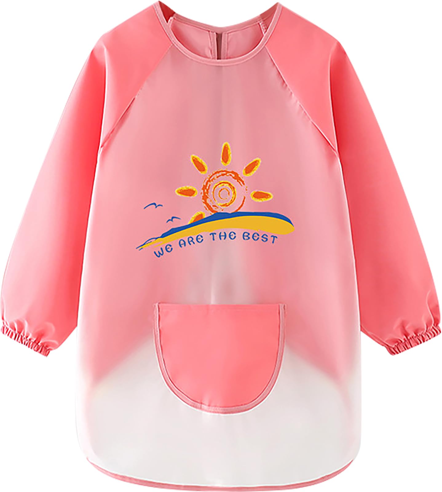 LXOrdora Kids Art Apron Waterproof Smock Long Sleeved Sun Pink XL