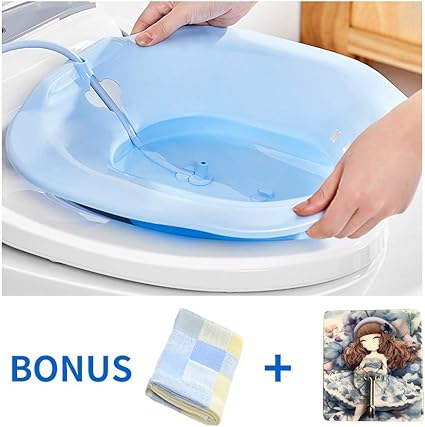 Amazon Com Kueysing Sitz Bath Over The Toilet Perineal Soaking Bath For Hemorrhoidal Relief Ideal For Post Pregnant Women Episiotomy Patients Blue Health Personal Care