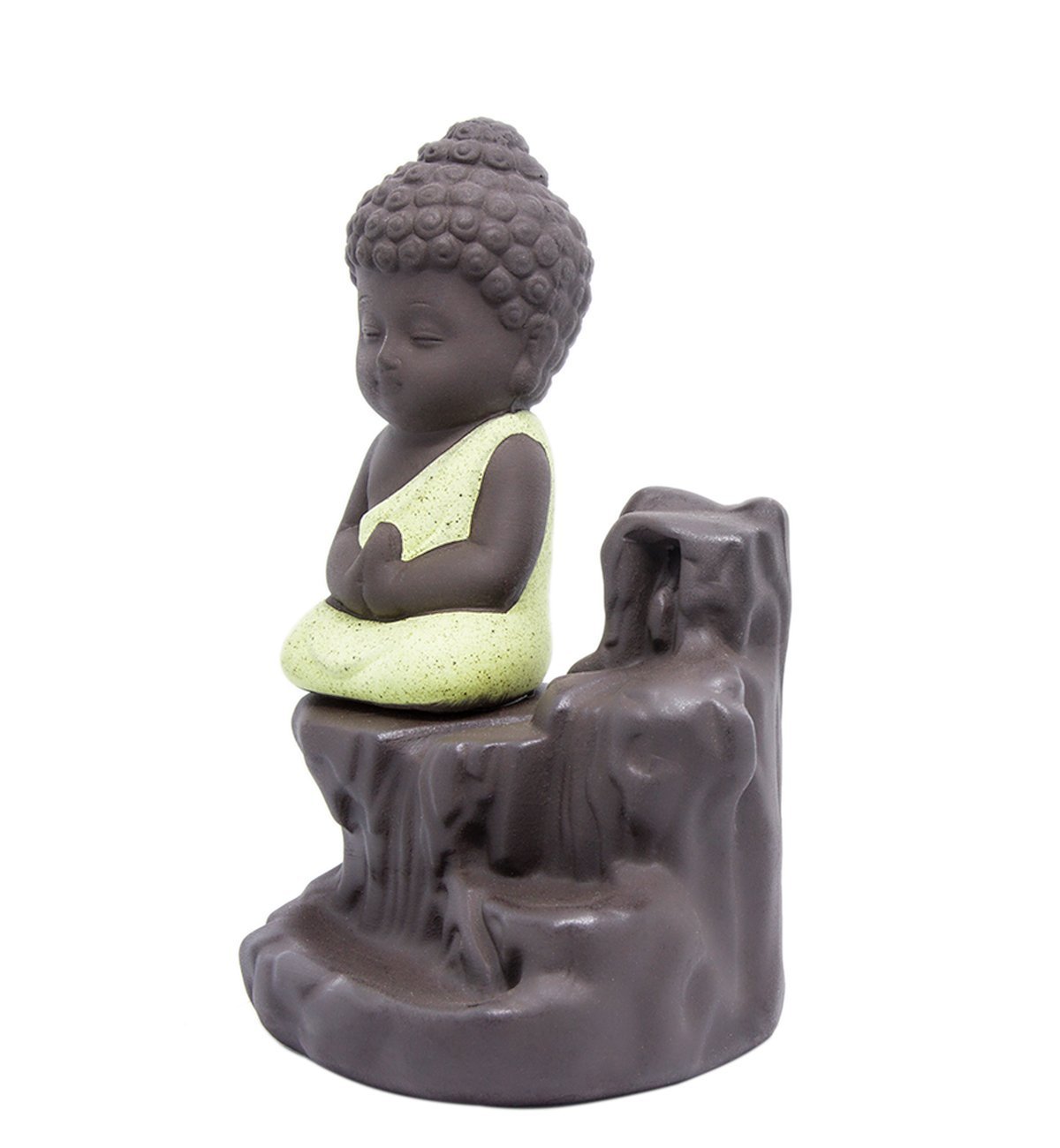 IH001-YELLOW Creative Home Decor The Little Monk Censer Backflow Incense Burner