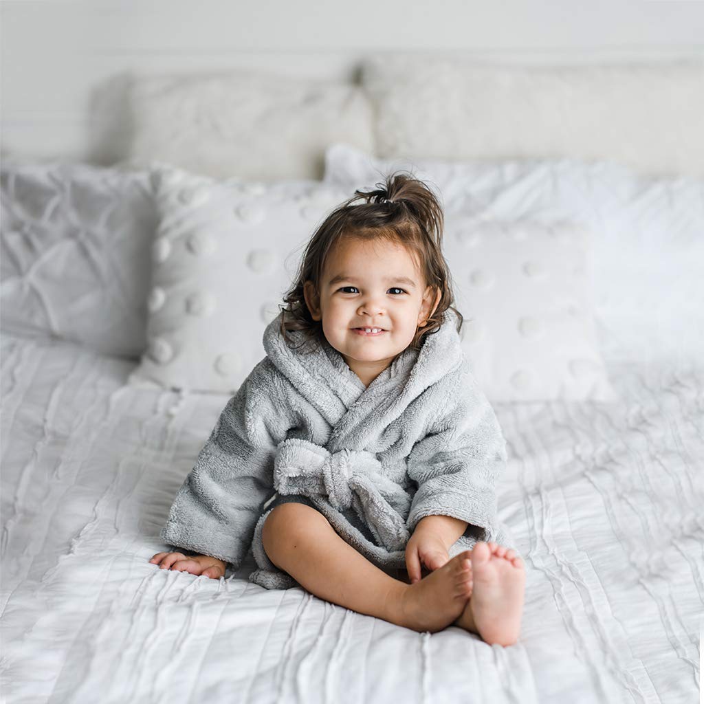 Ultra Soft and Absorbent GOTS Certified Turkish Cotton Kids Robe Natemia Organic Hooded Bathrobe for Babies and Toddlers Made in Turkey