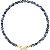 Beaded Gemstone Necklace for Women, Natural Bead Choker Necklace, Handmade Surfer Beach Necklace 14K Gold Plated Trendy Jewelry Gift for Women Girls Teens