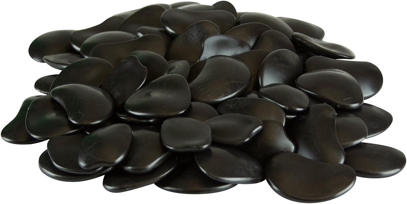 Synthetic River Rock - Decorative Black Obsidian Faux Indoor Landscaping Stones (Approx. 1.5" to 2.5" Diameter Flat Black Chips) by Thor Decor - Made in the USA (2.5 lb)