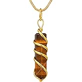 Amazing Gemstone Tiger Eye Gold Spiral Pencil Point Pendant