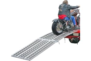 Black Widow Aluminum Folding Motorcycle Ramp for Pickup Trucks, Arched Design, 10’, Silver – Heavy-Duty Portable Automotive L