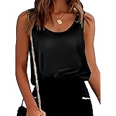 Olankaro Womens Satin Tank Tops Sleeveless Silk Camisole Blouses O Neck Casual Cami Basic Tank Shirt
