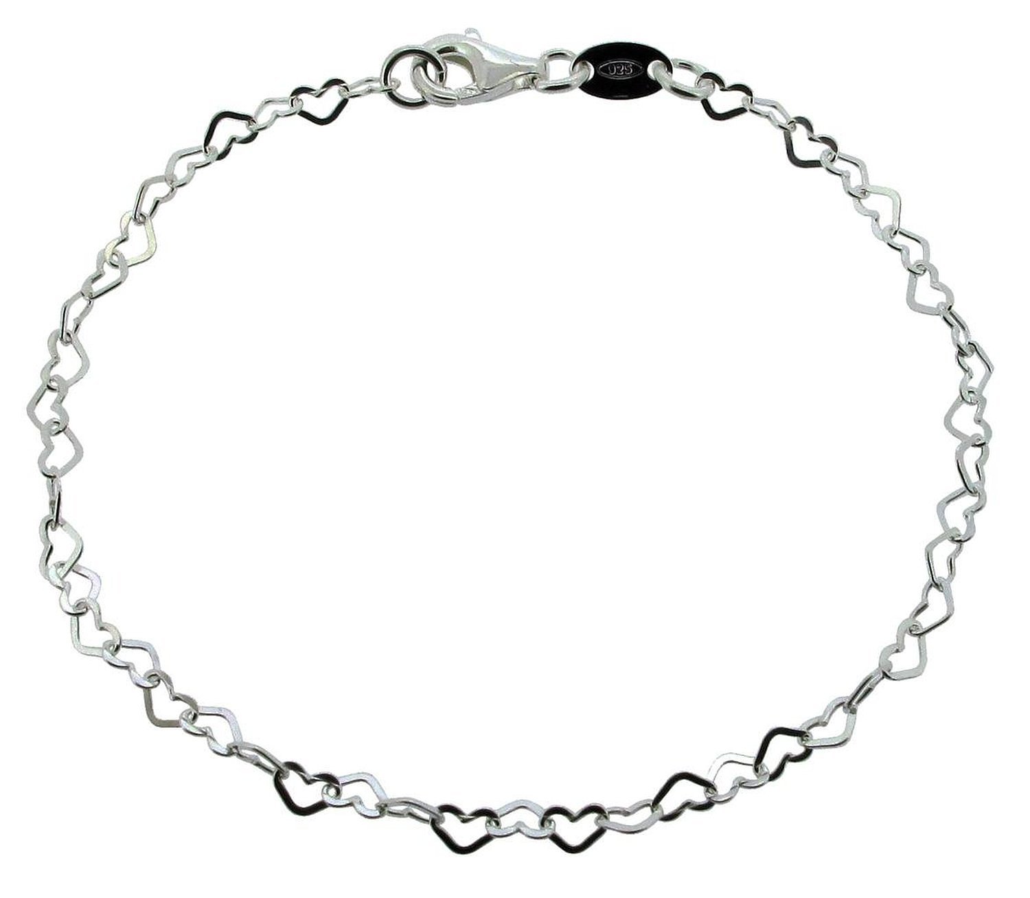 10.5 Inch Large Length Chain of Continuous Small Open Hearts Sterling Silver Anklets for Women/Ankle Chain/Ankle Bracelets for Women - 925 Sterling Silver - 10.5" Inch / 27 cm