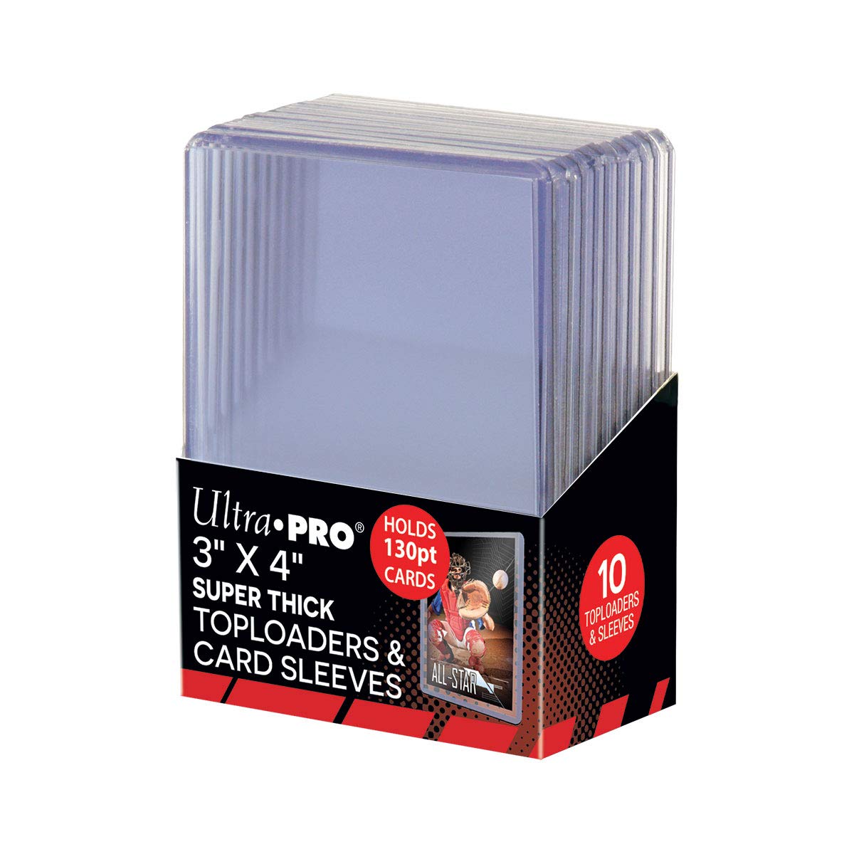 Ultra Pro 3 X 4 Super Thick 130PT Toploader with Thick Card Sleeves 10ct, Multi-Coloured,15281