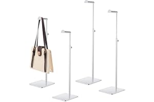 LANDHOOW 4 Pcs Stainless Steel Purse Display Stand Silver Handbag Display Stand Rack Adjustable Height Holder Set for Boutique Store Home Store Counter Shelf Floor Props Decoration