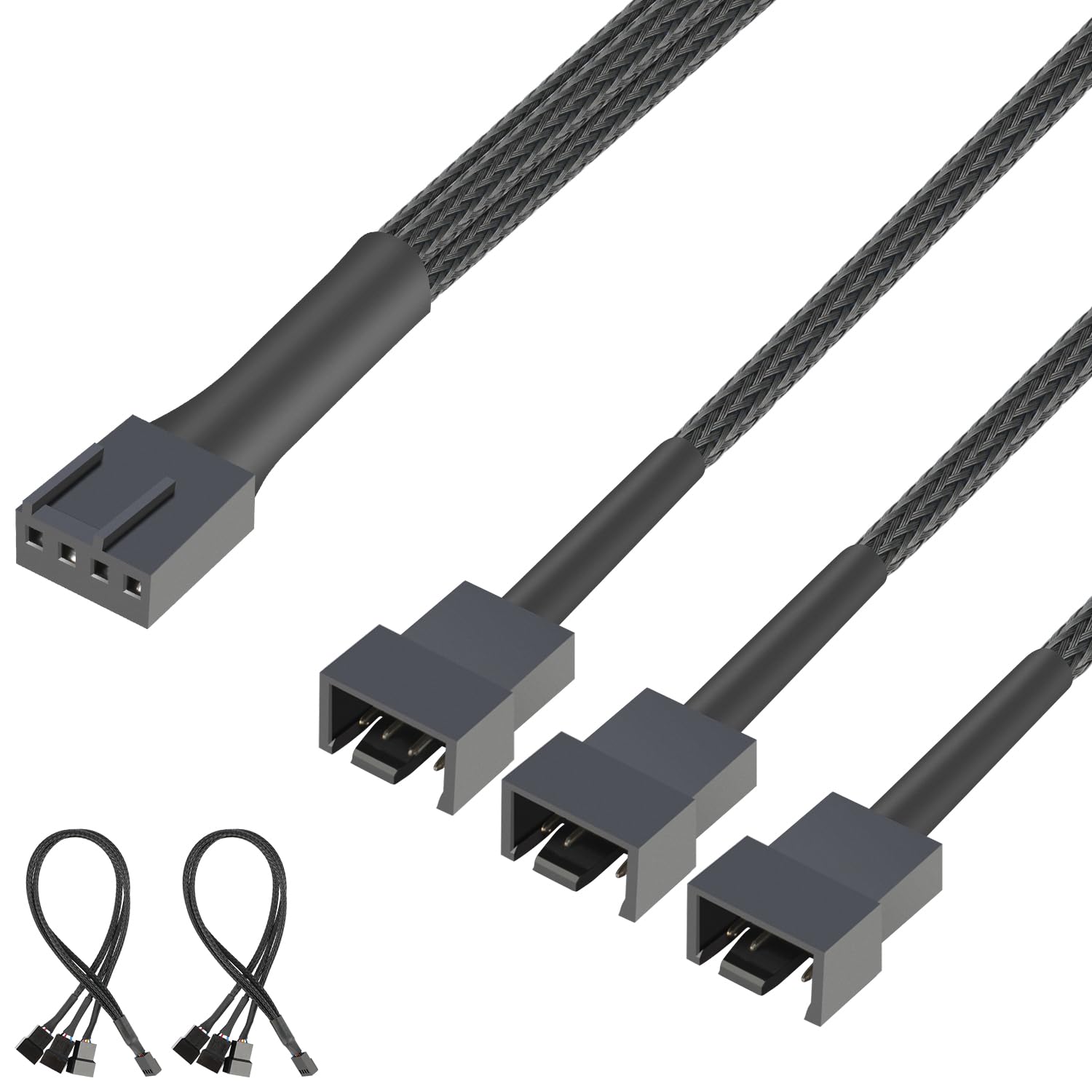 J&D 4 Pin PWM Splitter Cable, Fan Controllers Splitter Compatible with 3-Pin/4-Pin PC Case Fans Motherboards, 2 Packs, 30 cm