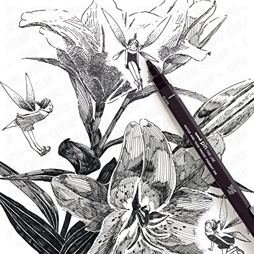 Uni Pin Fineliner Drawing Pen Complete Set of 9 Grades Black Ink