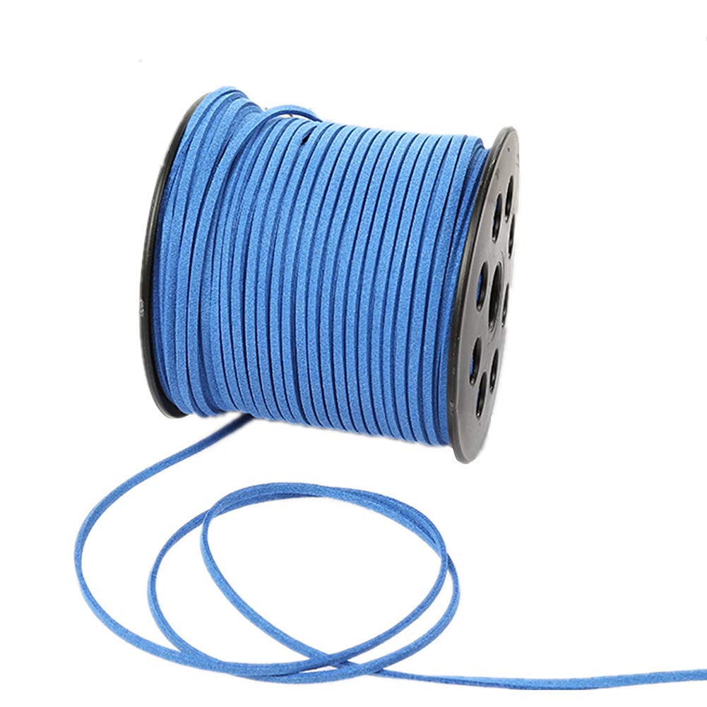 91 Meters Faux Suede Lace String Soft Beading Cord Thread Velvet Ribbons for Bracelet Necklace Bohe Headress Jewelry Making Dream Catchers Gift Wrapping Supplies(Blue)