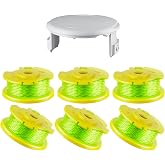 7Pack .080" String Spool Compatible with Hart Auto-Feed String Trimmer Cordless Trimmers and Cover Cap Replacement Part,Replacement Hart Auto-Feed Pre-Wound Spool Line Each 11ft (6Spools, 1Cap)