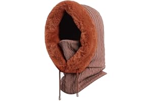 Zsedurt Winter Balaclava Hats for Women S ki Warm Thick Fluff Beanie Adult Neck Face Cover Cap