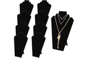 Foraineam 9 Pack Necklace Display 12.5 Inches Black Velvet Jewelry Easel Display Holder Pendants Chains Showcase Organizer St