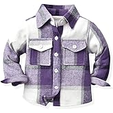 IBTOM CASTLE Boys Girls Flannel Plaid Shirt Jacket Long Sleeve Lapel Button Down Pocketed Shirts Regular Fit Casual Fall Coat