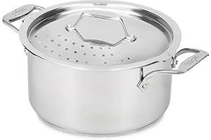 All-Clad Simply Strain Stainless Steel Multipot with Straining Lid, 6-Quart, Induction, Oven Broiler Safe 600F, Strainer, Pas