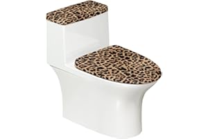 Kathyboom Toilet Lid Cover Tank Lid Covers Splash Resistant Durable Toilet Seat Covers with Elastic Edge Keep Dust Stain Off Toilet Fit Most Round and Elongated Toilet Bathroom Decor(Leopard)