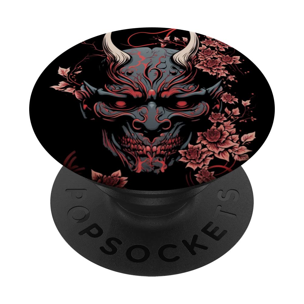 Traditional Japanese Demon Mask, Devil Oni Hannya Samurai PopSockets Swappable PopGrip