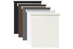 LazBlinds No Tools No Drill Cordless Roller Shades, 100% Blackout Roller Blinds for Windows, Thermal Insulated UV Protection Waterproof Roll Up Window Blinds and Shades, 36'' W x 72'' H, Cream