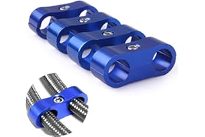 RASTP 6AN Hose Separator Clamp Aluminum Fuel Line Mounting Clamp Divider Hose Fitting Adapter Fit for 3/8 Fuel Line, Oil Line, Brake Line, Water Pipe and Gas Line,Blue,4pcs