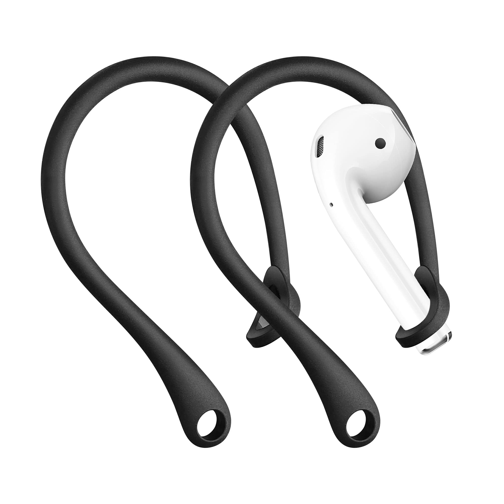 kwmobile Earbud Hooks Compatible with Apple Airpods 1/2 / 3 / Pro 1 / Pro 2 - Set of 2x Earphone Holders for Running - Black