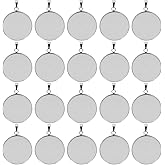 20pcs Trays Pendants Stainless Steel Round Cabochons Settings Bezels Base Blanks Charms Kit for Photo Necklace Bracelet Jewelry Making (Silver 25mm)