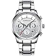 CRRJU Men's Business Casual Chronograph Quartz Waterproof Wristwatch Black Leather Strap